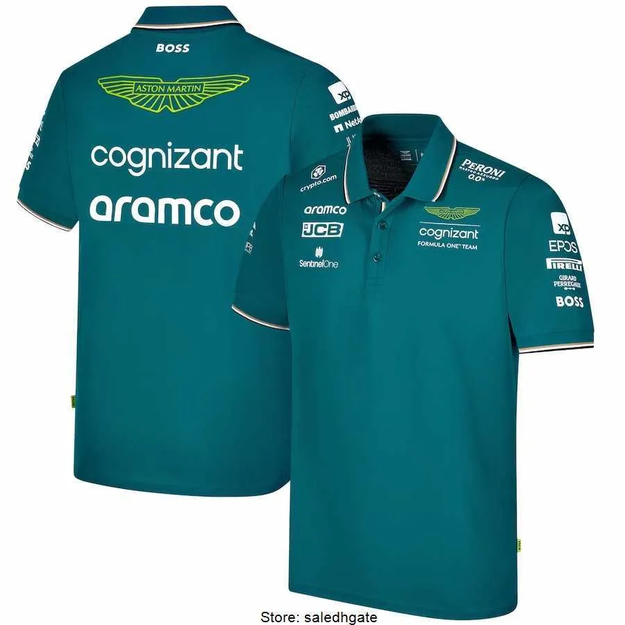アストンマーティン アラムコ コグニザント F1 2023 オフィシャル チーム ポロ 夏 メンズ カジュアル 速乾 半袖