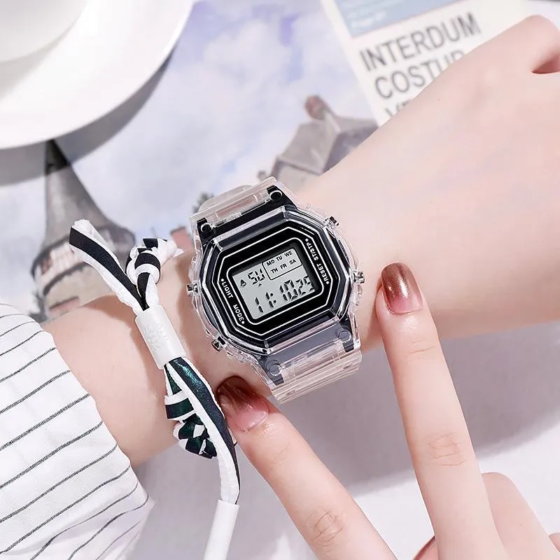 Zegarek na rękę Sport Digital Square Watch Luminous Fashion Dial Casualne zegarki na nadgarstki gumowy pasek Modna wodoodporna dla mężczyzn
