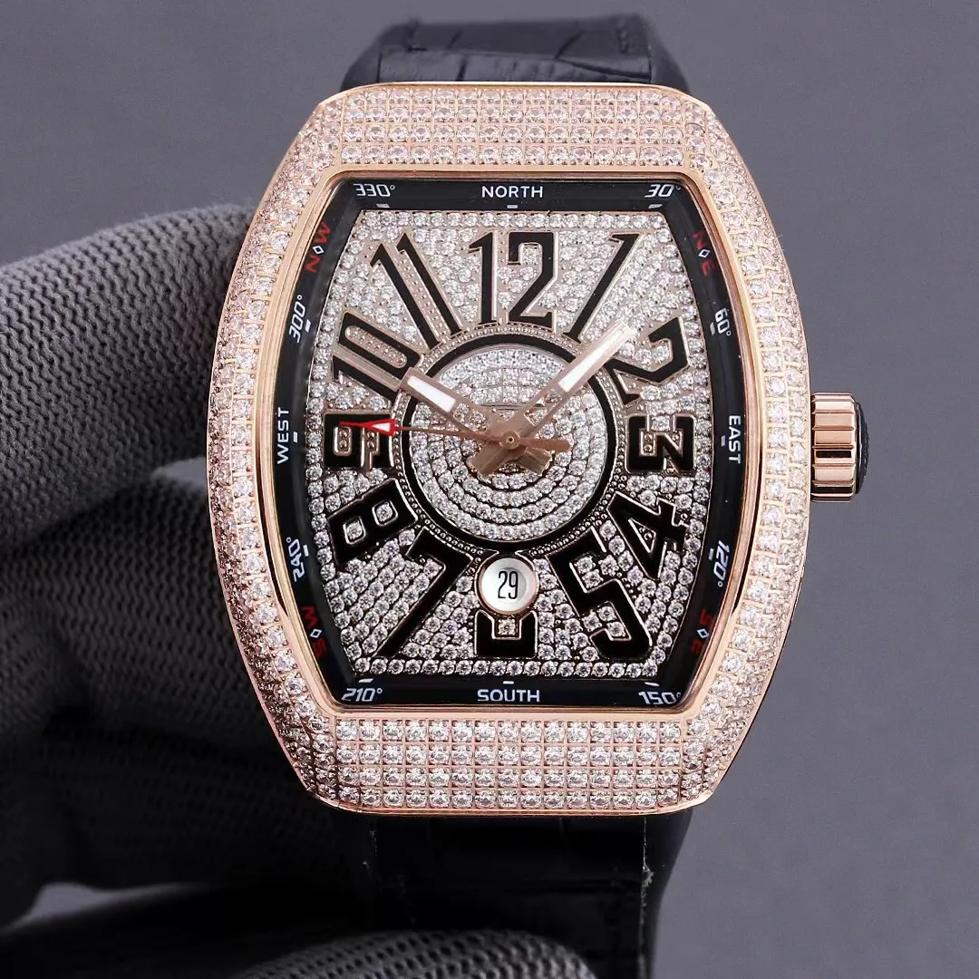 Relojes automáticos para hombres al por mayor con diseño completo de incrustaciones de diamantes La primera opción para regalos de citas clásicas y versátiles