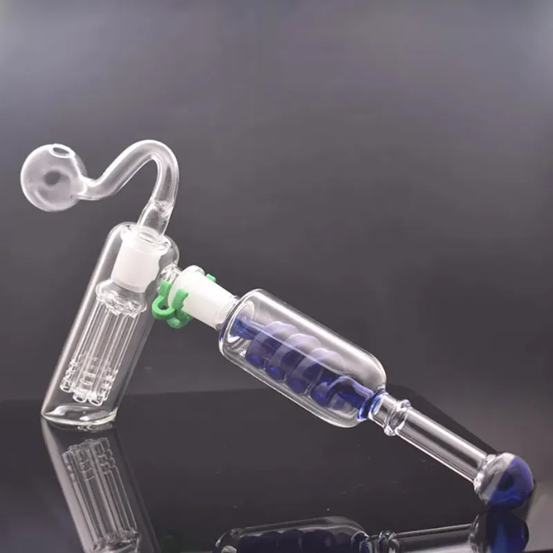 14mm femelle verre brûleur à mazout Bong barboteur eau Bong marteau 6 bras par percolateur équilibreur main tuyau en verre avec tuyaux de brûleur à mazout mâle et bol à herbes sèches 1 pièces