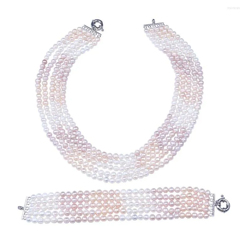 Chains Daking Beautiful GORGEOUS PEARL NECKLACE 5 Strands Real Pearls Jewelry For Women Dressing