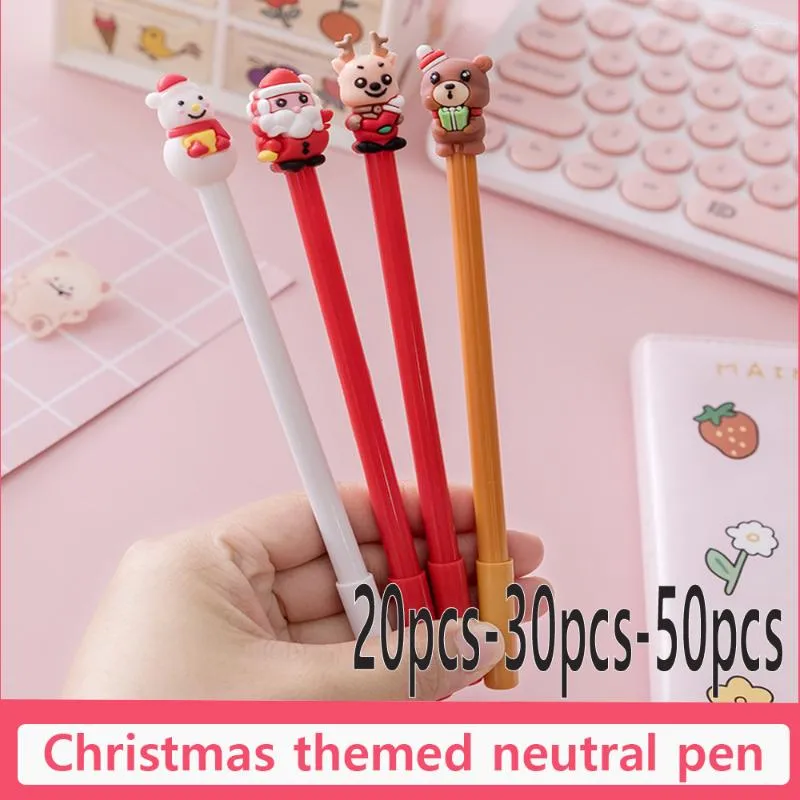 20/30/50 PCS Christmas Gift Pen Hat Cubs Neutral 0.5 Black Student Stationery