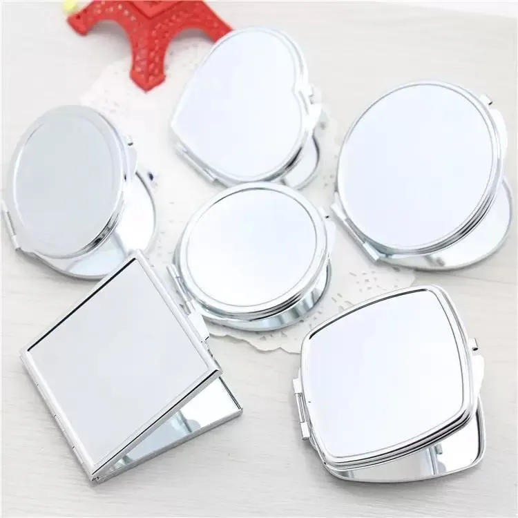 DIY Makeup Mirrors Double Sided Sublimation Blank Plated Aluminum Sheet Girl Gift Cosmetic Compact Vanity Mirror Portable Decoration Wholesale