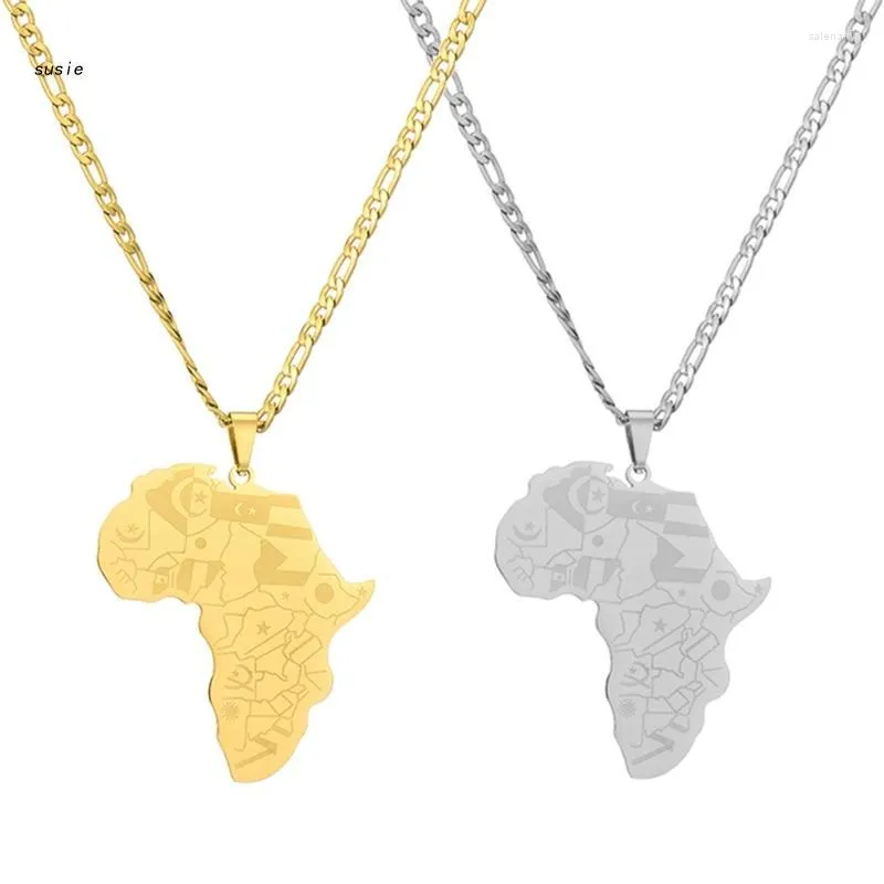 Chains X7YA Stainless Steel Africa Map Pendant Necklace Outline Jewelry Gift