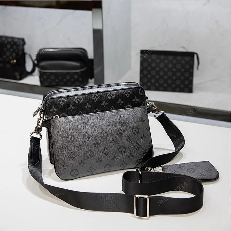 Handbags Men Leather TRIO Messenger Bags Luxury Shoulder Bag Make up Bag Louiseity Bags Viutonity LVS Designer Handbag Tote Man s bag