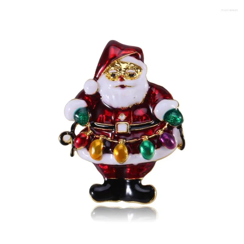 Brooches Christmas Atmosphere Brooch Santa Hold Colorful Lights Corsage