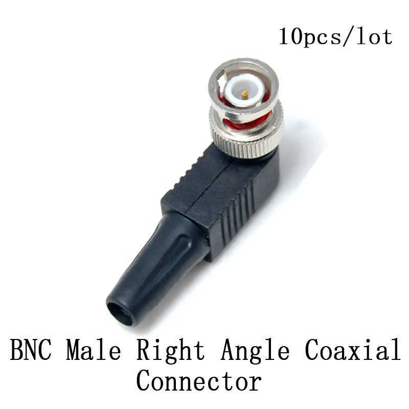 10pcs/lot CCTV RG59 BNC male solderless right angle connector Male Right Angle Coaxial Connector For