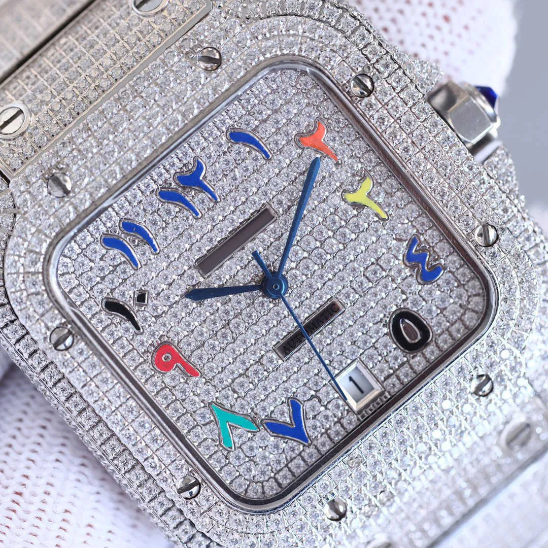 Mannen luxe pols horloge bling iced out vvs moissanite diamanten horloge