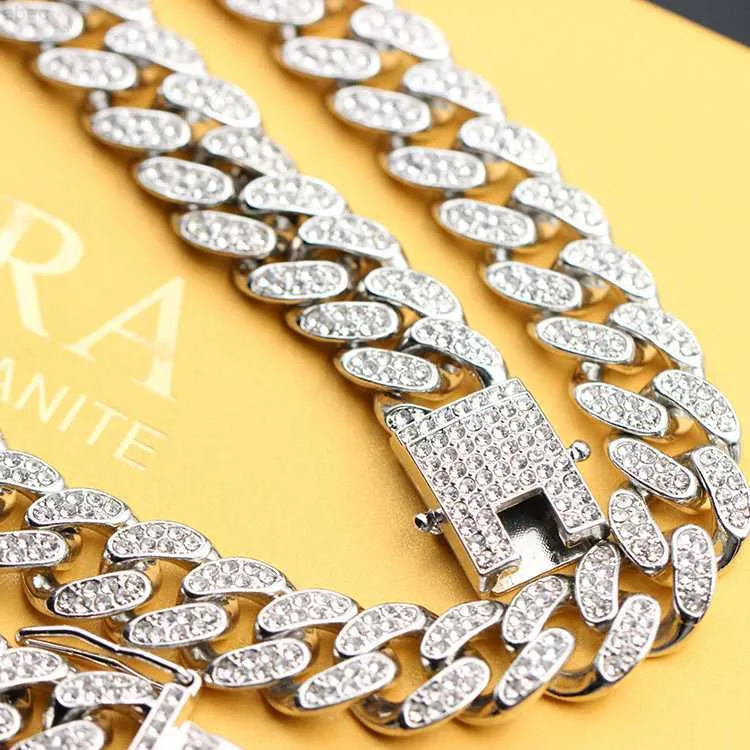 Custom Hip Hop Copper Material Cz Diamond Cuban Link Chain Necklace for Man