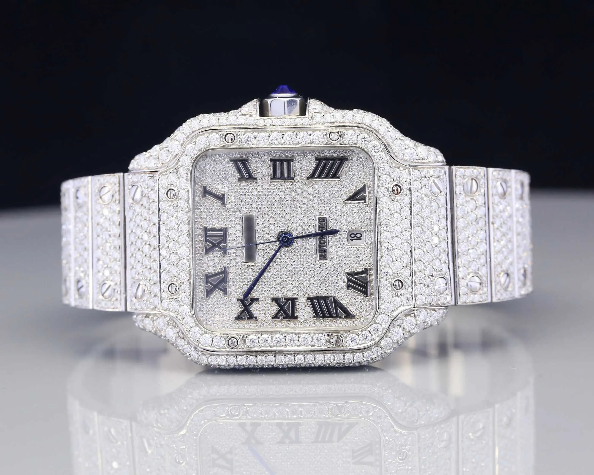 Whoale Custom Hip Hop Moissanite Diamond Watch VVS Luxury Moissanite Men's Iced Out Diamond Watch for Men