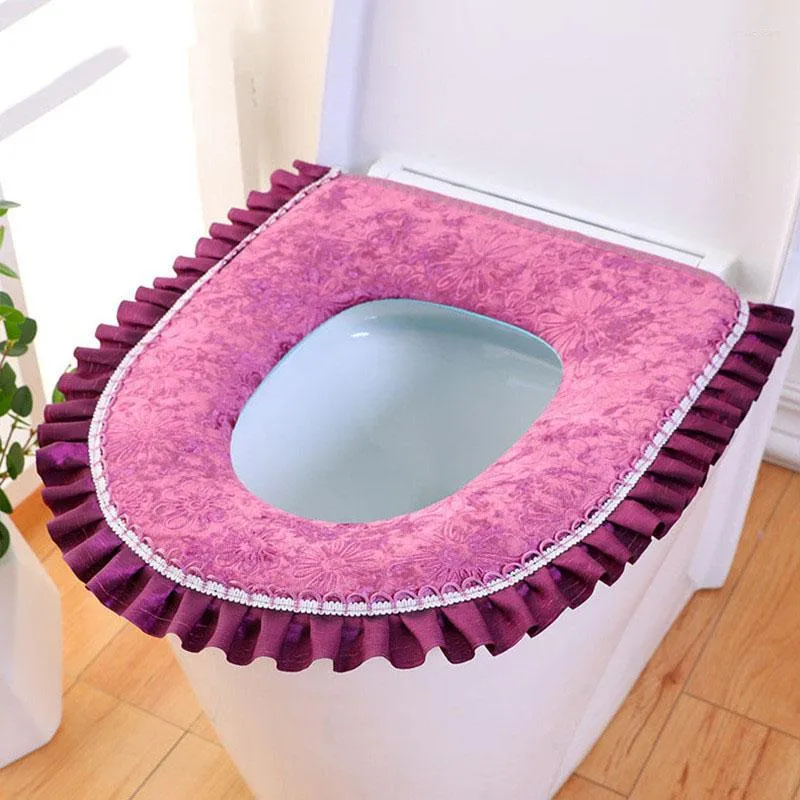 Toiletbrekomslagen 1 van Lace Soft Summer Zipper WC Hoofdstool Mat Huishouden Huishouden Universele badkameraccessoires Velvetomslag