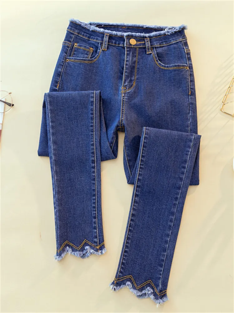 Kvinnors jeans rippade mager blyerts jeans kvinna kläder hög midja mamma push up svarta stretch jeans damer denim byxor byxor kvinnor jeans 230303