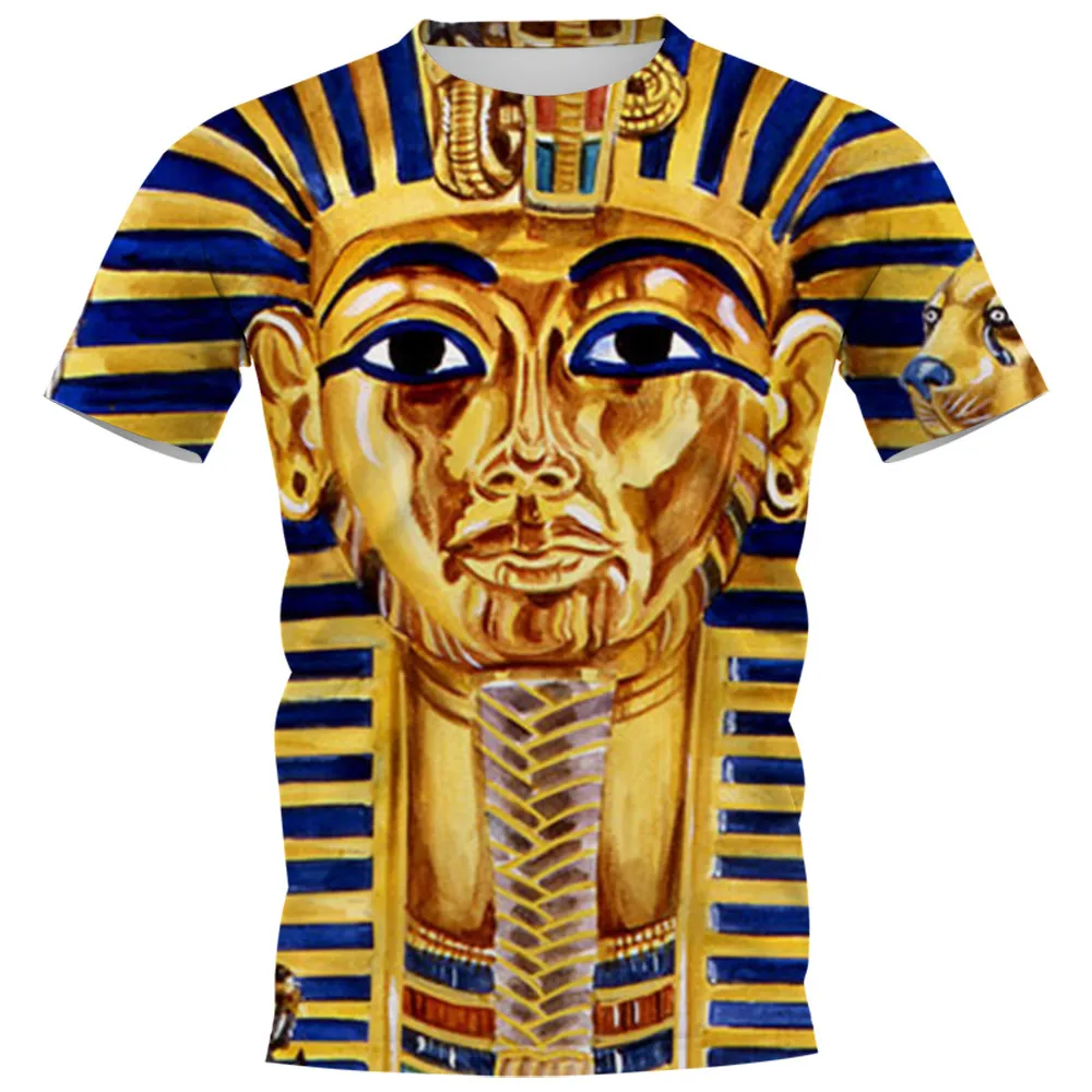 Hip Hop Sportwear Punk décontracté piste ample automne hommes Cool impression anciens pharaons égyptiens 3d T-shirt 003