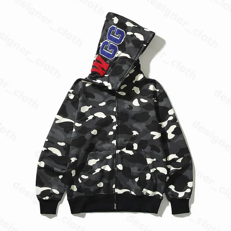 Mens Hoodies Designer Hoodie Shark Luminous Sweaters Hoodys Mulheres Moletons Letras Camo Hoody Oversized Zip Bordado CardiganKJV6