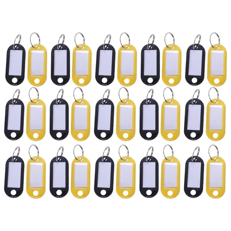 Keychains 30 X Coloured Plastic Key Fobs Luggage ID Tags Labels Rings With Name Cards Perfect For Many Uses - Bunches Of Keys Luggag