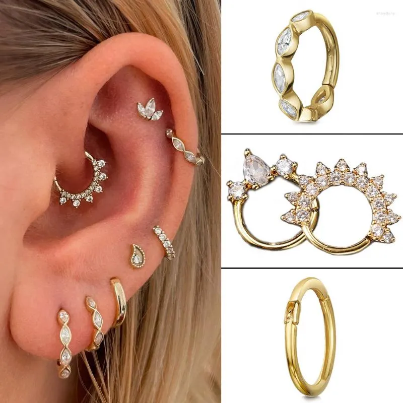 Creolen Daith Piercing Ohr Frauen Minimalistisch Durchbohrt Zirkon Gold Farbe Knorpel Einfache Männer Nasenring Körperschmuck