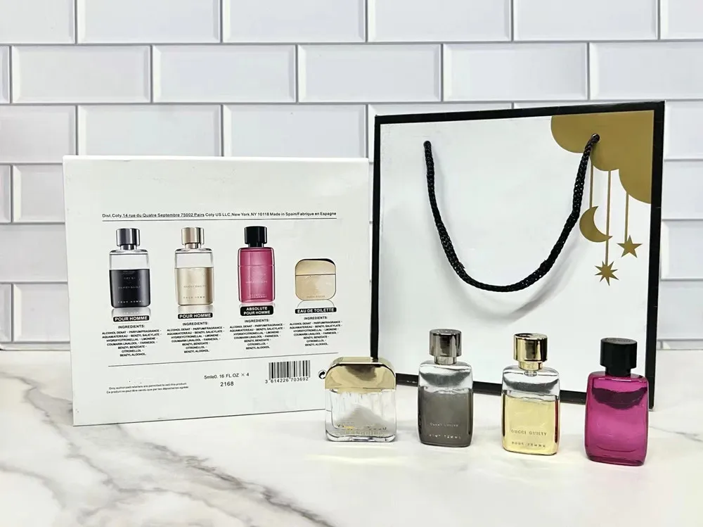 Последний дизайн Cologne Women 4pcs Perfume Set 5 мл виновного золота черная флора Bloom Sprance Spray Classic Styl