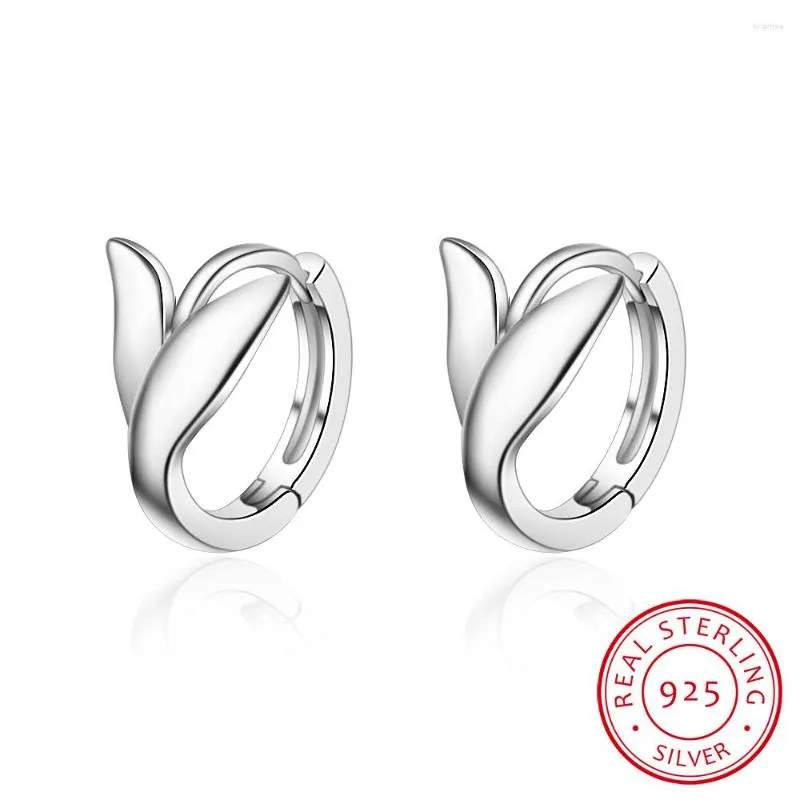 Hoopoorbellen Real 925 Sterling zilver voor vrouwen visstaart zeemeermin rond kleine oorrang knuffels minimalistische bruiloft sieraden