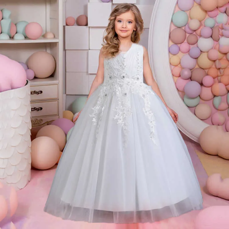 Abiti da ragazza Elegante abito da ragazza di fiori per la festa di nozze Vieni per bambini Abiti da sera formali per bambini Compleanno Principessa Abbigliamento