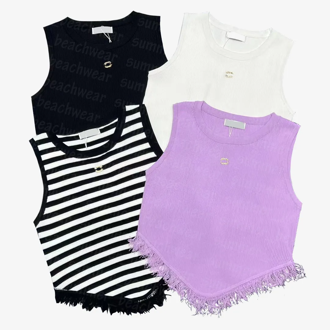 Fashion Tassel Knits Tee Primavera Estate Top lavorato a maglia T-shirt girocollo T-shirt firmata