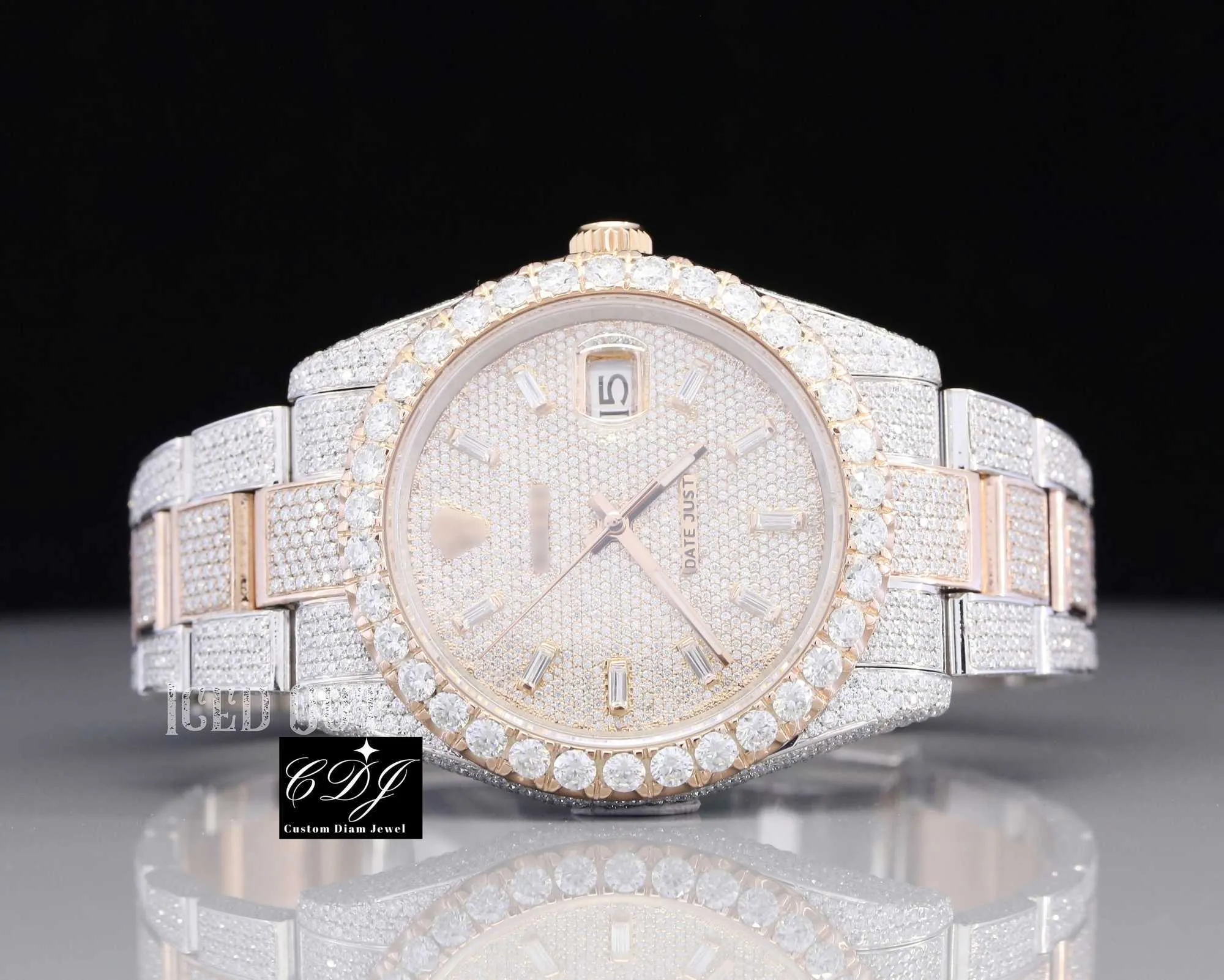 ICVV Luxury Hip Hop Men's Iced Out Bust Down Two Tone Custom Watch Wholale Moissanite Diamond Handmade WIST WACKC5WRYYTG2F4U96G3