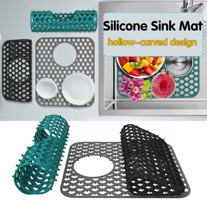 Hollow Silicone Sink Protector Mat Non-Slip Kitchen Bar Sink Drain