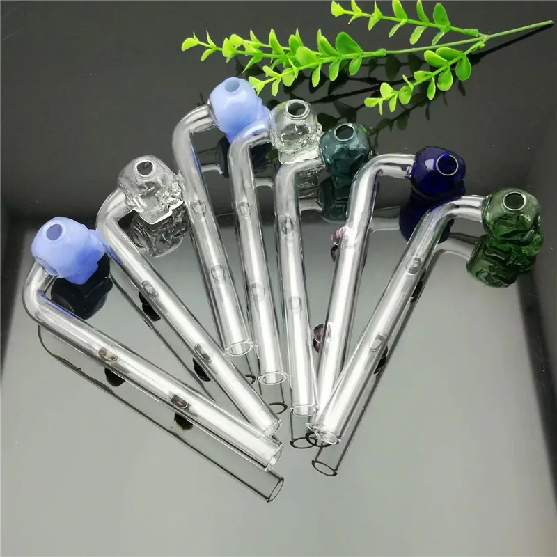 2023 Europe and Americaglass pipe bubbler smoking pipe water Glass bong Double fulcrum colored bone glass curved pot