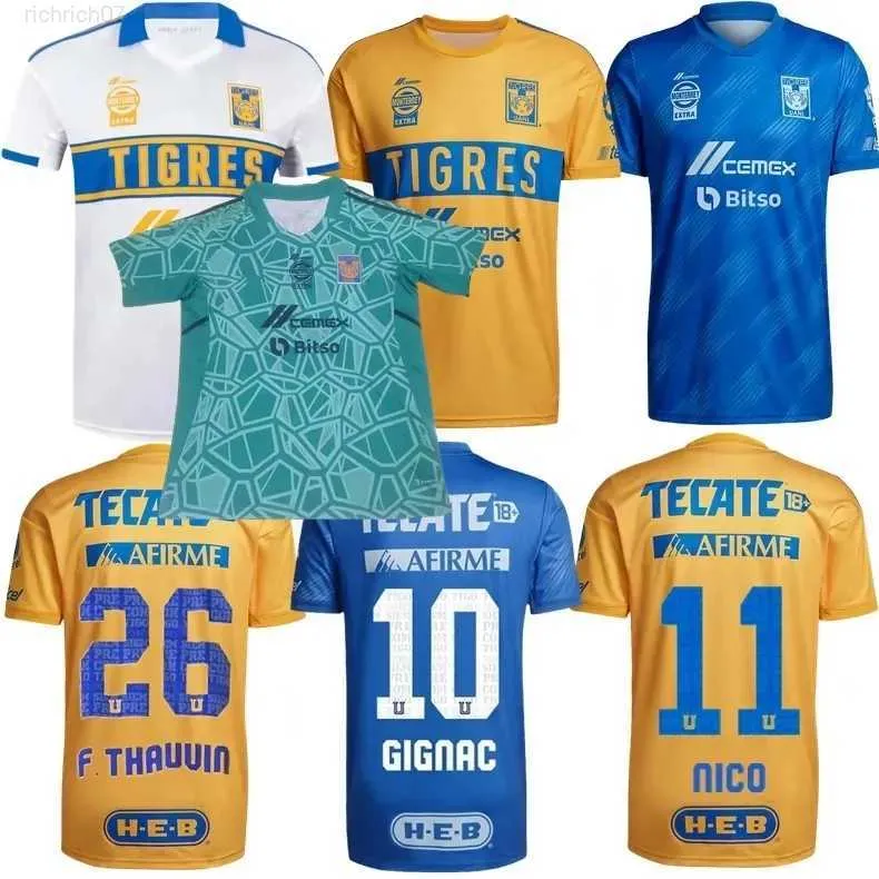 Tigres UANL ジニャク 10番シャツ フルスポンサー Lサイズ TIGRES UANL 23/24 Home - Yellow - GIGNAC # 10 - Slim Fit 2XL