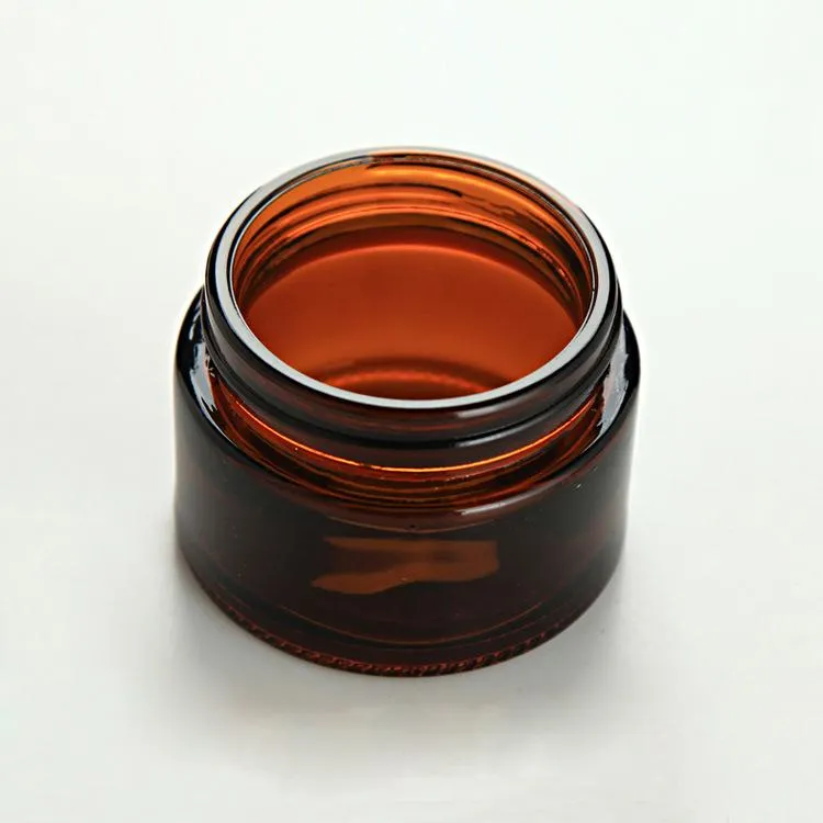 50ML Refillable Amber Glass Facial Cream Sample Empty Jar Containers 50Gram Brown Makeup Face Cream Bottle Packaging With White Inner Lid