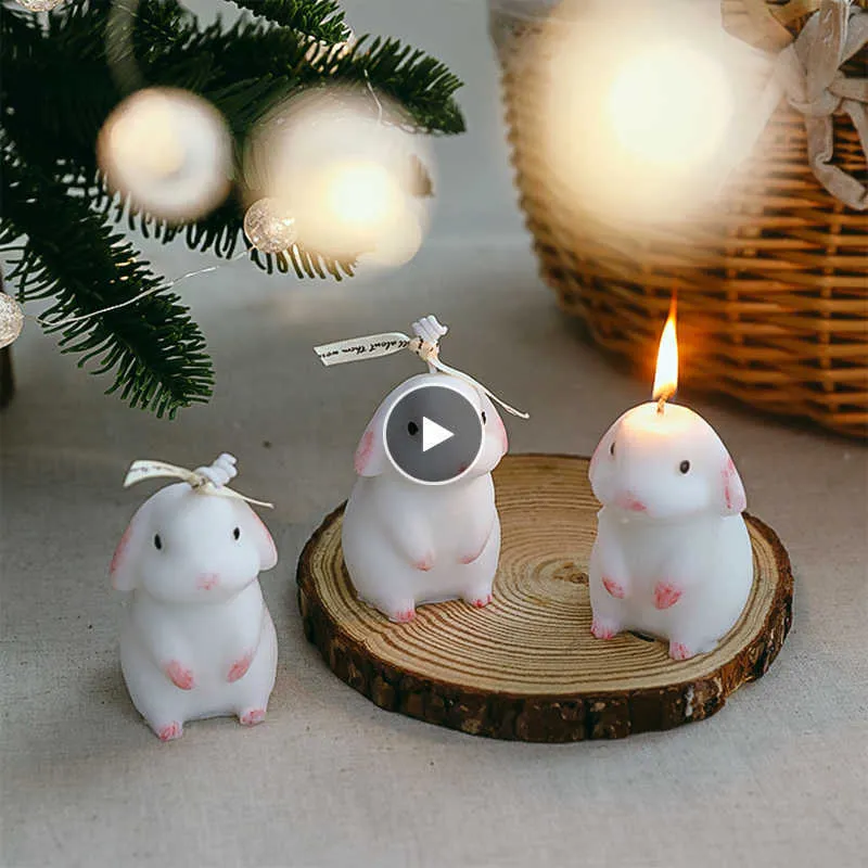 3D Rabbit Birthday Candle Rabbit Standing Candle Scented Candle Home Decor Ornament Birthday Party Candle Desk Rabbit Ornament