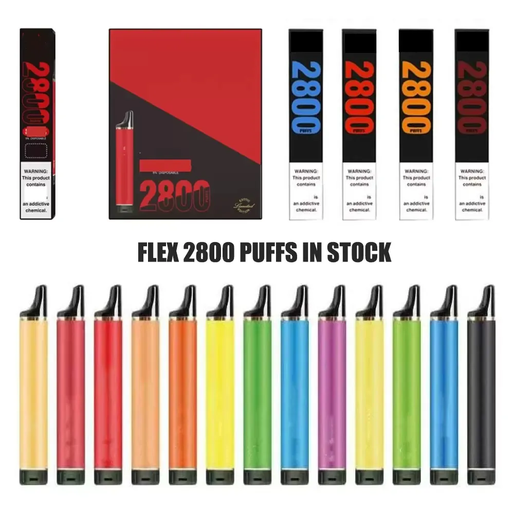Toppkvalitet puff flex 2800 puffar engångsstänger E cig cigarettvape penna 1500mAh batteri 10 ml patron före fylld förångare bärbar ångstång devcice