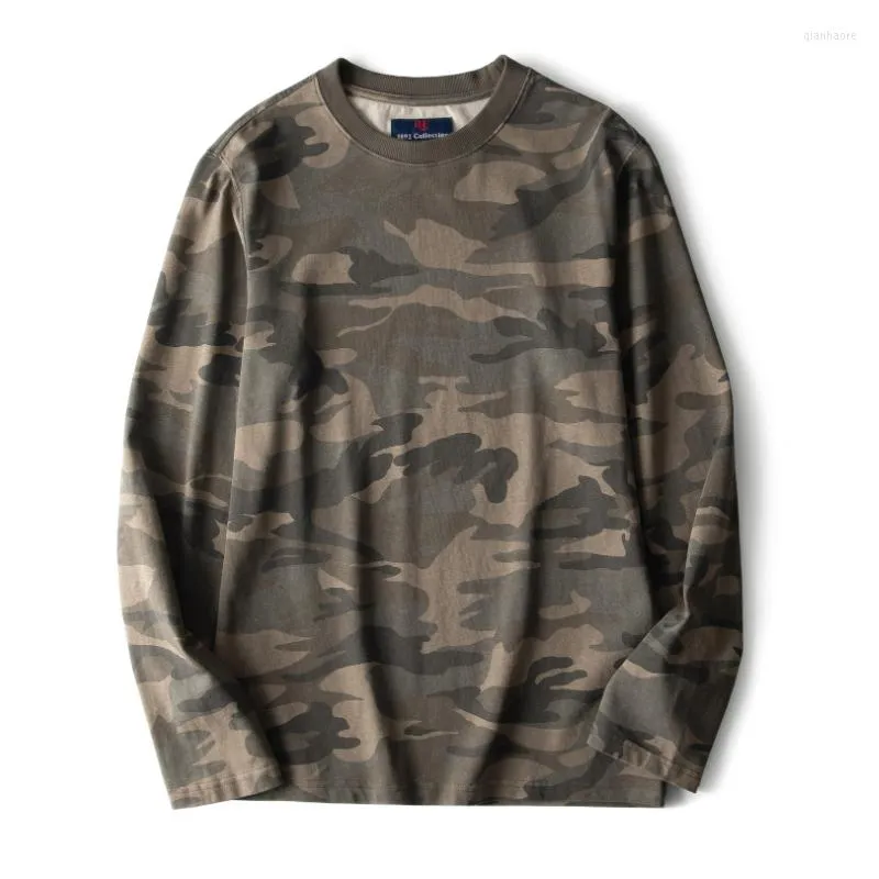 Herren-T-Shirts, Baumwolle, T-Shirt, Winter, Herbst, schick, einfarbig, O-Ausschnitt, einfach, lässig, lose T-Shirts, Militär-Stil, Camouflage, Vintage-Pullover, Tops