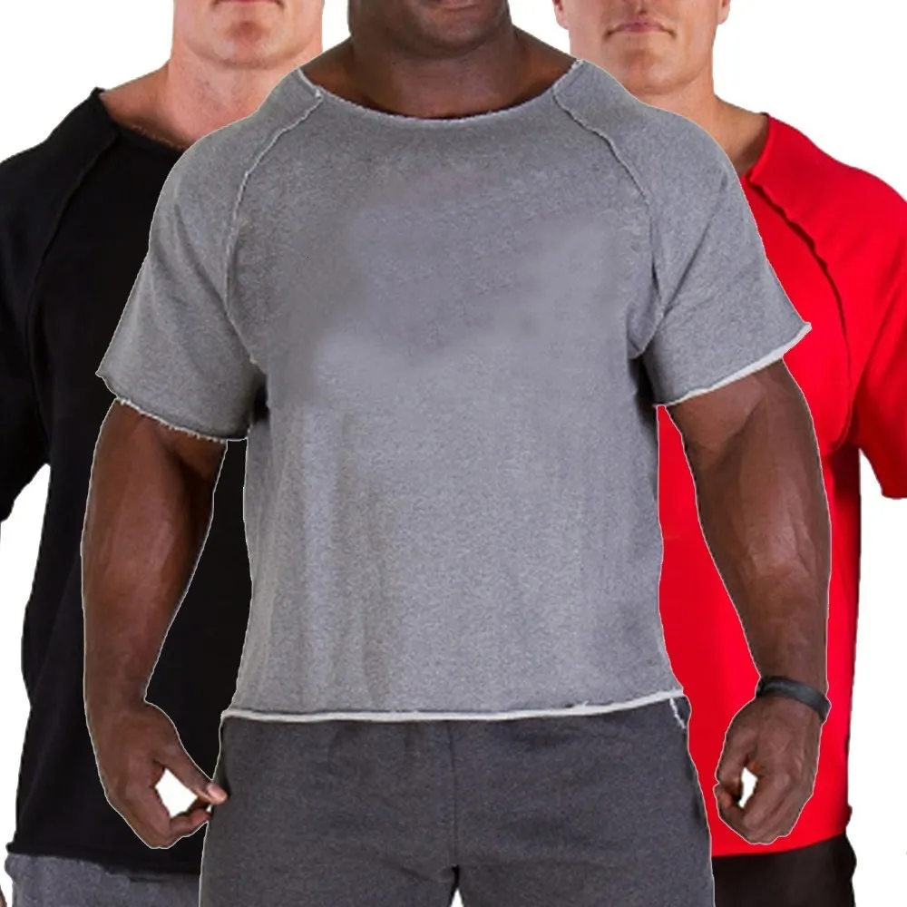 Mężczyźni S T SHIRTS MĘŻCZYZNA SAWA BATWING SZTAJNA Koszula Mężczyzna O szyja bawełniana salika na siłownię noszenie fitness zużycie oddychania kulturystyka trening mięśni Top 230302