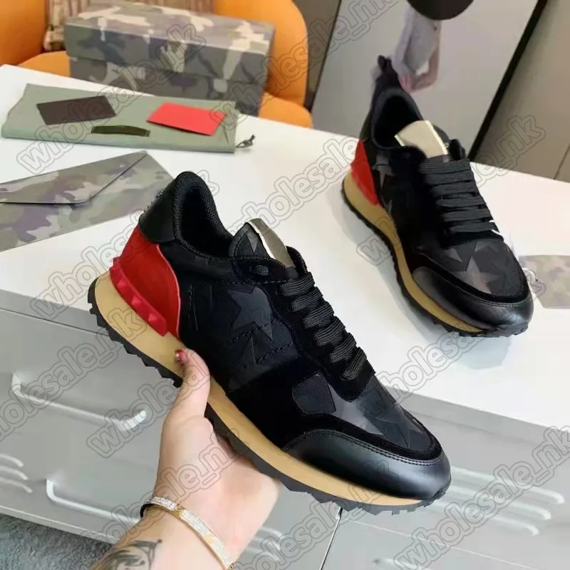 designer heren casual schoenen luxe sneakers merk chaussure valentines rockrunner camo in camouflage mesh ademend cloud wit zwarte mannen trainers