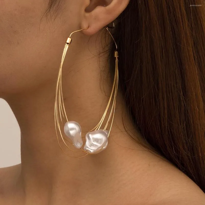 Dangle Earrings Women's Retro Big Pearl Hoop Layered Fashion Accessories Korean Wedding Jewelry Gifts 2023