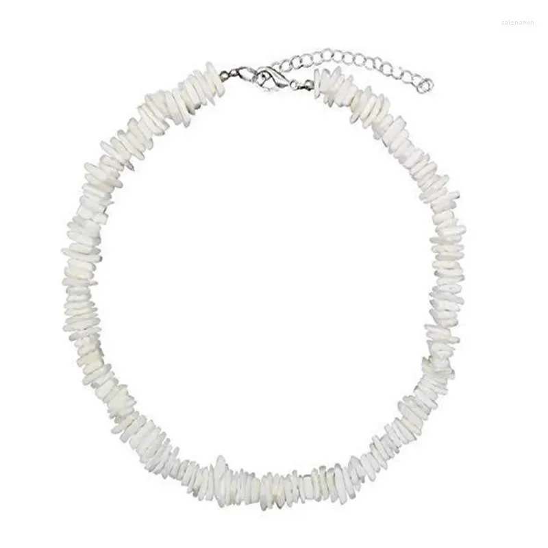 Charcker Square White Puka Shell Colar para homens Mulheres Hawaiian Clam Surfista Blue Rink Pieces Stack Jewelry Beach Sty