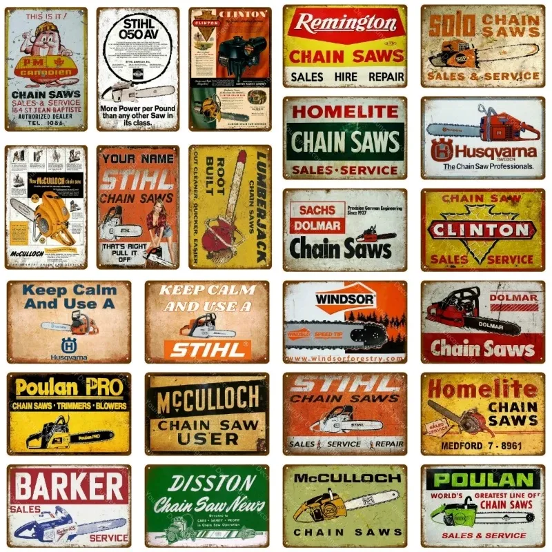 Vintage Poster Wall tin Sticker Retro Farm Garage Shop Decor Chain Saws Metal Sign Art Plaque Farmer Tools metal tin sign custom decorAtive Size 30X20CM w02