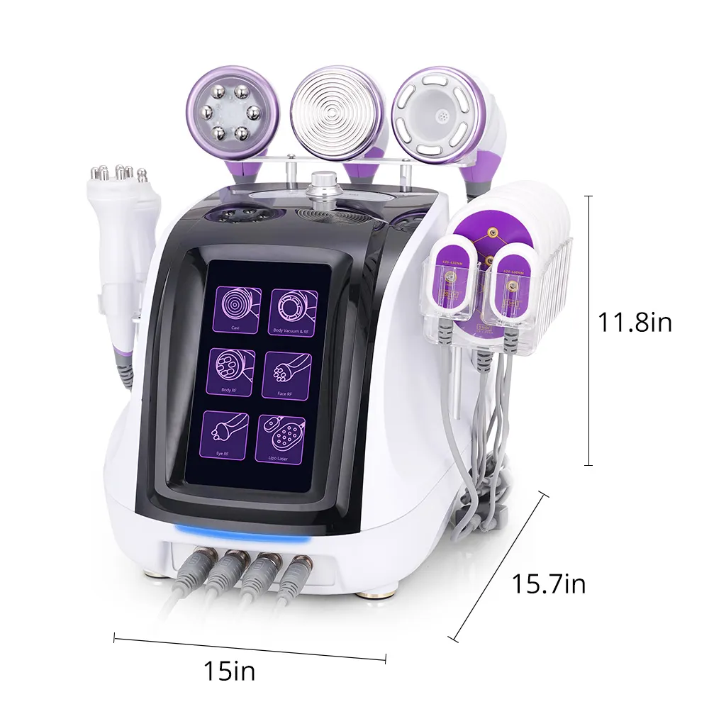 6 I 1 Cavitation Machine Ultraljudsvakuum Fettsugning Multipoler RF Lipo Laser Body Sculpting Skin Drawing Beauty Equipment