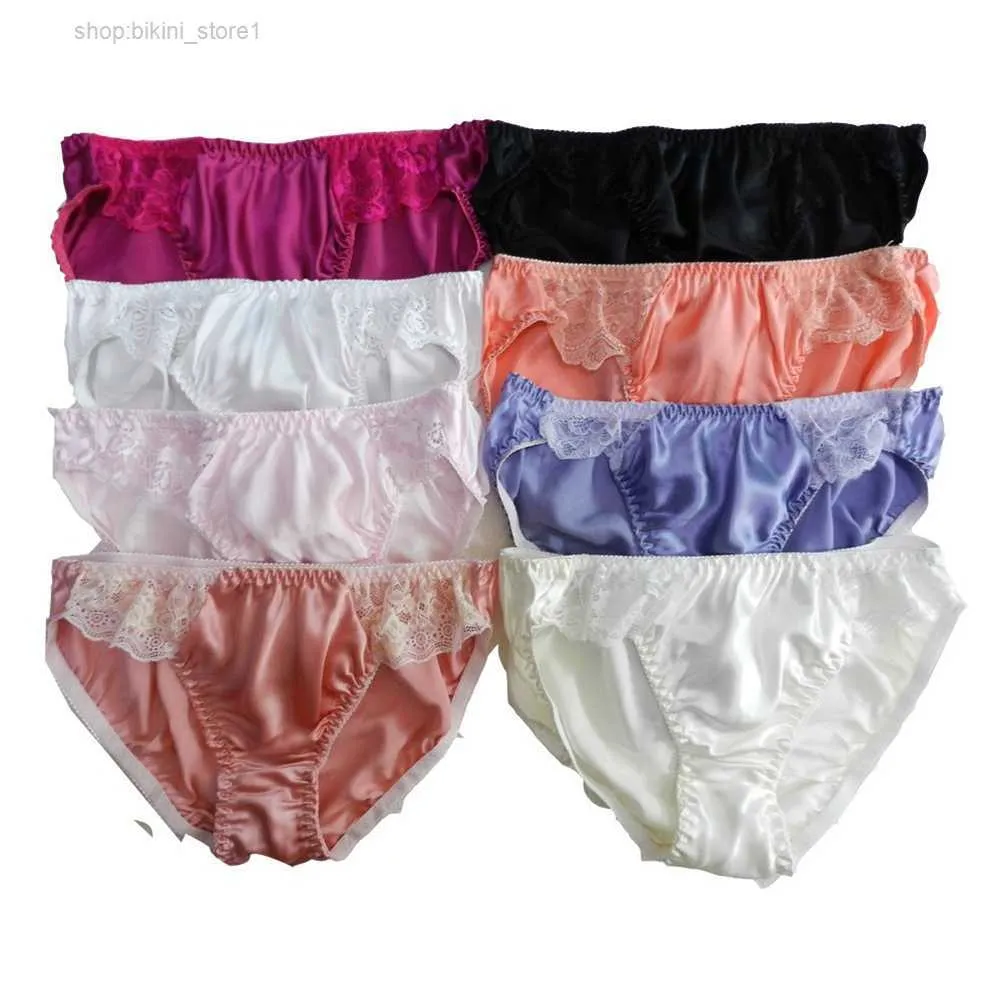 Tanga Sexy yavorrs 8pcs نساء 100 ٪ من سراويل الحرير التوت النقية ملخصات ناعمة لاسي حجم الملابس الداخلية S M L XL R01Y