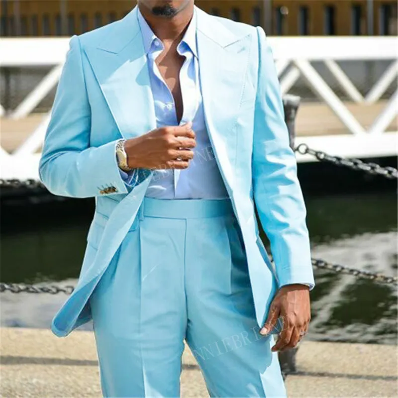 Men's Suits Blazers Big Lapel Suit Men 2 pieces Mint Male Suits Blazer Slim  fit Summer Formal Dress Groom Man Suit Exquisite Wedding Office Set 230303