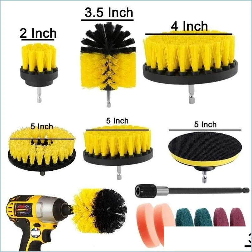 Cleaning Brushes Electric Drill Brush Kit All Purpose Cleaner Tires Tools For Tile Bathroom Kitchen Round Plastic Scrubber 211215 Dr Dhrxj