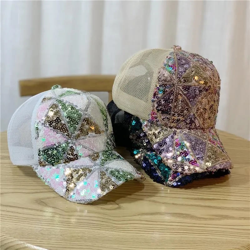 Paillettes Paillette Bling Brillant Maille Casquette De Baseball Frappant  Assez Réglable Femmes Filles Chapeaux Pour Party Club Rassemblement XY695