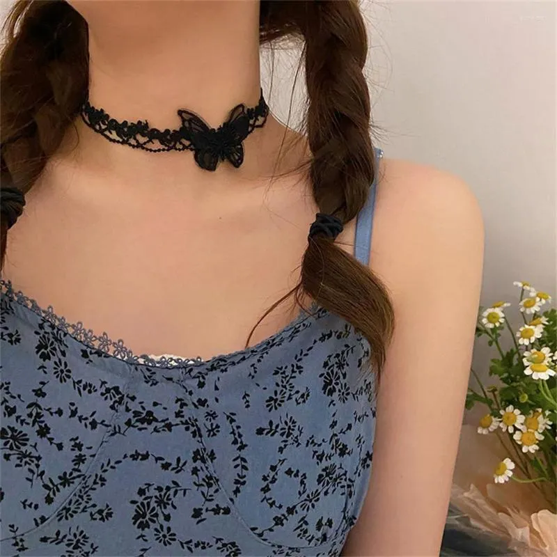 Halsband Einfache Spitze Schmetterling Für Frauen Sexy Schwarz Weiß Halskette Mode Dame Hals Schmuck Zubehör Kragen