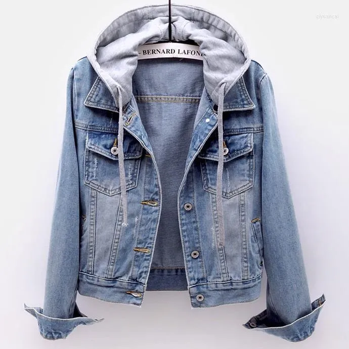 Kadın Ceketleri Varış Sonbahar Kadınlar Kapşonlu Yatak Ceket Denim Jackat 4xl