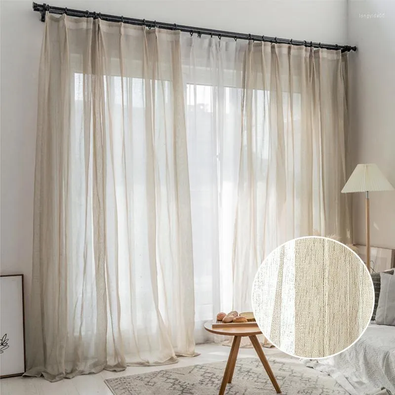 Cortina Curtian para sala de jantar Vivo Quarto Tulle Brown Cotton Linen Gaze Blinds