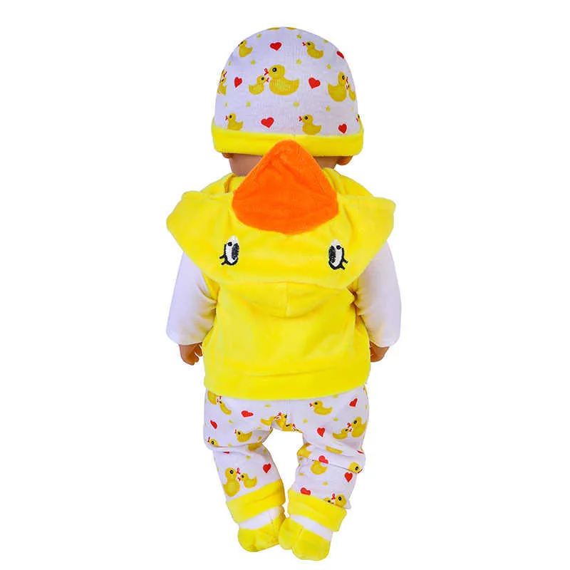 Vente en gros 43-45cm vêtements de poupée vêtements 17 pouces beau canard cinq pièces costume costume bébé né américain fille anniversaire festival cadeaux