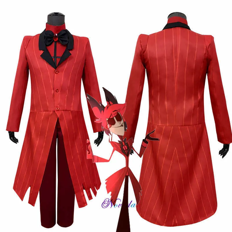 Anime Costumes Alastor Hazbin Hotel Cosplay Come Uniform vuxna män kvinnor fest halloween karneval jul kommer röd kostym klädset z0301