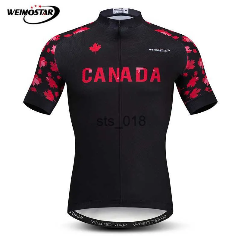 Koszulki rowerowe Topy Weimostar 100% poliestrowe Jersey 2022 Pro Team Canada Cycling Clothing Maillot Ciclismo Summer Road MTB Jersey koszulka T230303
