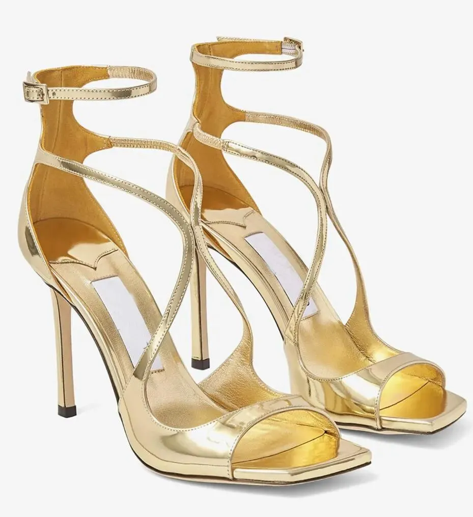 Azia Sandały Sandały luksusowe buty designu kwadratowe palce wysokie obcasy zakrzywione paski gladiator sandalias sandalias stiletto-heel ślub, impreza, sukienka, wieczór