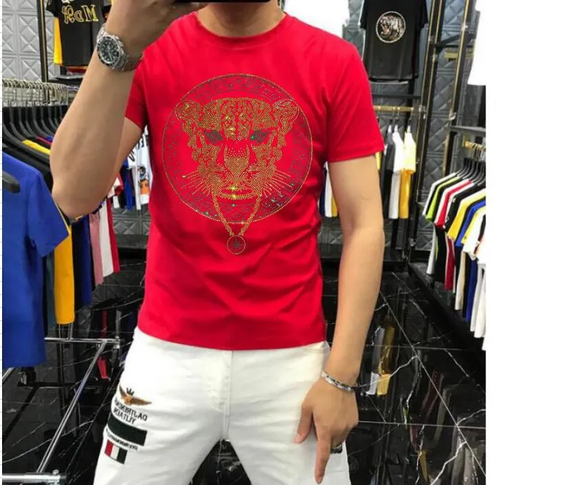 S-6XL Anime T-shirt men tshirts Rhinestones High Quality Man Summer Fashion Hot drill T-Shirts streetwear 04